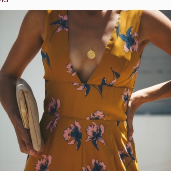 Vici Pants - Vici Mustard Floral Jumpsuit